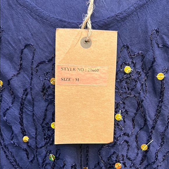 Riviera Blue Sequin Embellished Asymmetrical Sundress - Picture 3 of 10